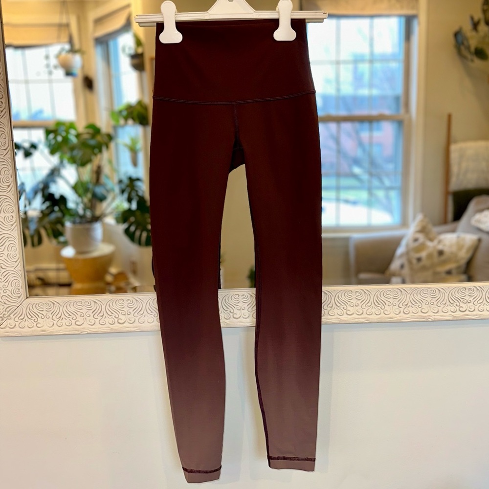Lululemon Limited Edition Ombre Wunder Under Hi-Rise Maroon / Burgundy Pants 4 - Picture 12 of 12
